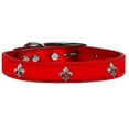 thumbnail image 1 of Mirage Pet Products Leather Fleur De Lis Dog Collar, Red, S/M, 1 of 3