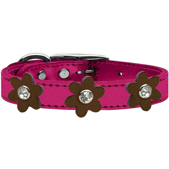 Mirage Pet Products Leather Floral Dog Collar, Pink, L