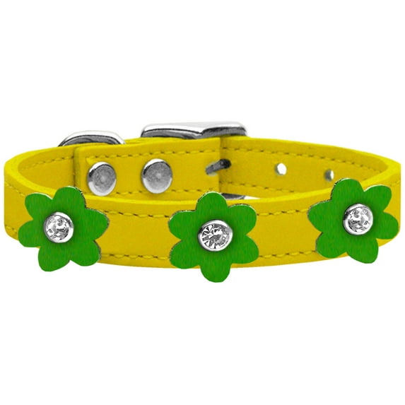 Mirage Pet Products Leather Floral Dog Collar, Yellow, L