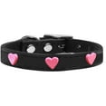 thumbnail image 1 of Pink Glitter Heart Widget Genuine Leather Dog Collar Black 22, 1 of 2