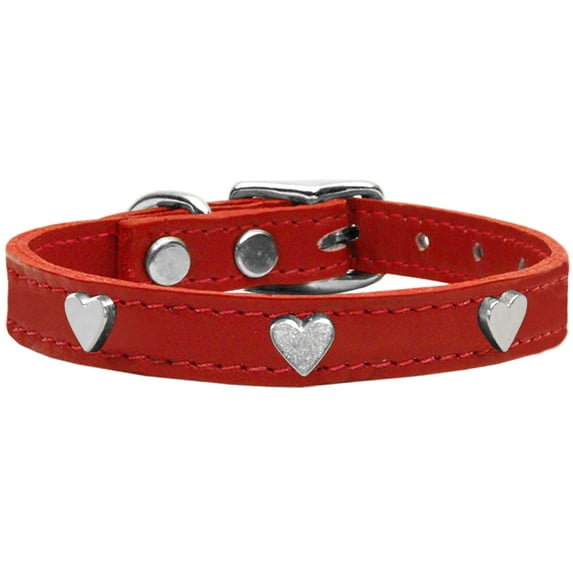 Mirage Pet Products Leather Heart Dog Collar, Red, XL/XXL