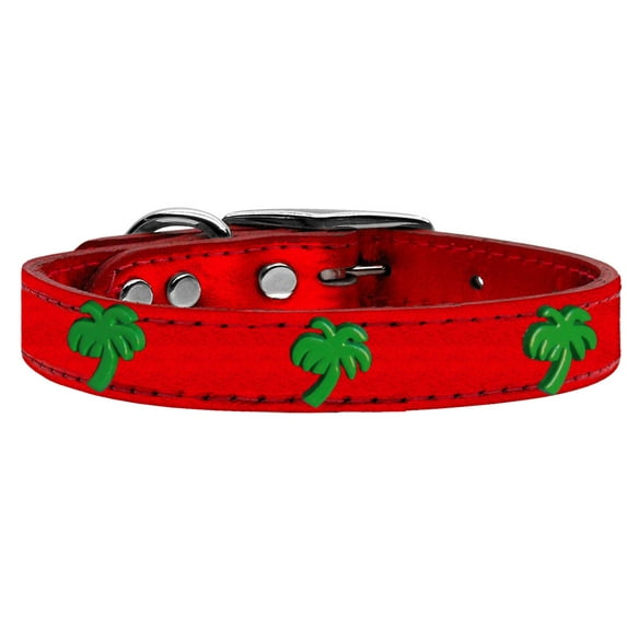 Mirage Pet Products Leather Palm Tree Dog Collar, Red, S