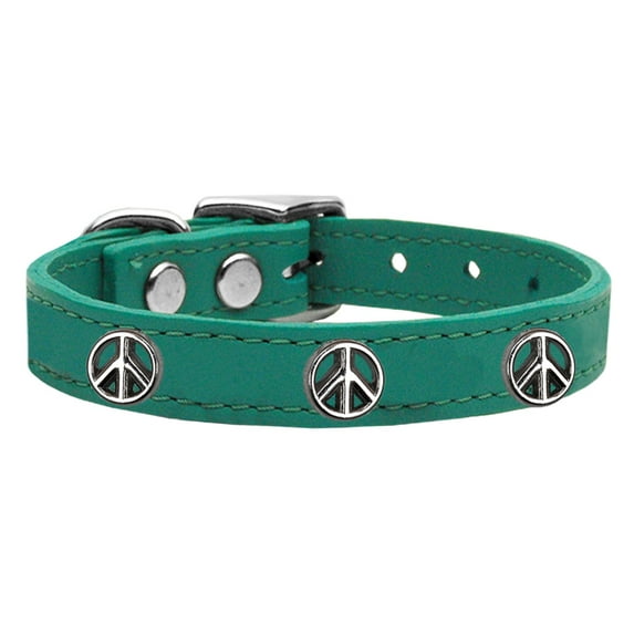 Mirage Pet Products Leather Peace Sign Dog Collar, Jade, L