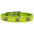 thumbnail image 1 of Mirage Pet Products Leather Peace Sign Dog Collar, Lime Green, XL, 1 of 2