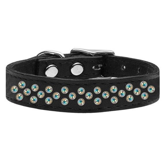 Mirage Pet Products Leather Rhinestone Dog Collar, Black, M