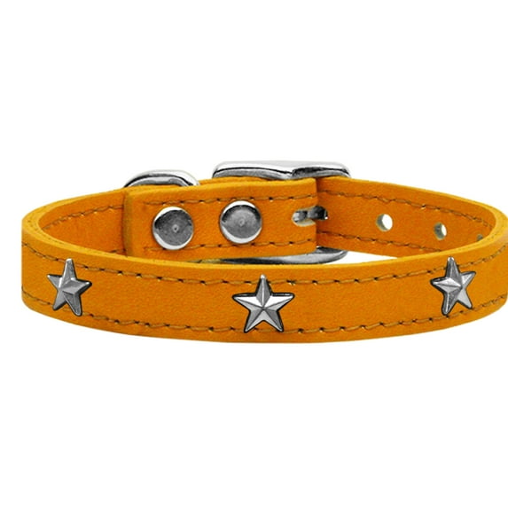 Mirage Pet Products Leather Star Dog Collar, Mandarin, XL/XXL