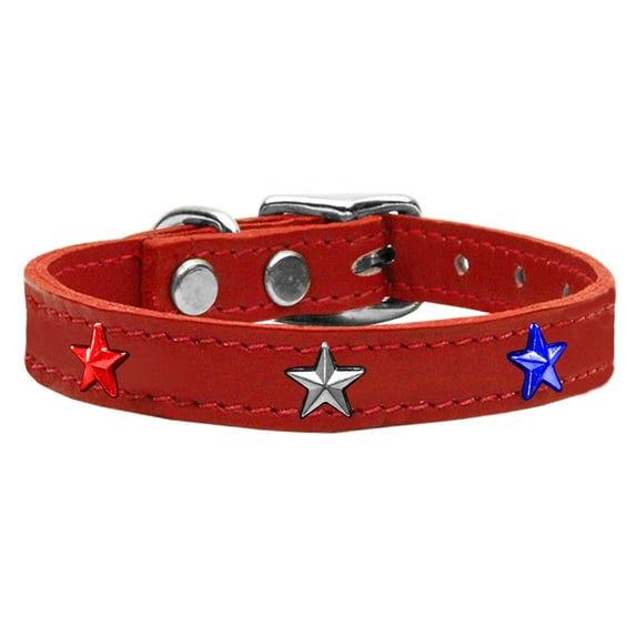 Mirage Pet Products Leather Star Dog Collar, Red, L