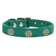 thumbnail image 1 of Mirage Pet Products Leather White Daisy Dog Collar, Jade, M, 1 of 2