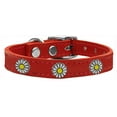 thumbnail image 1 of Mirage Pet Products Leather White Daisy Dog Collar, Red, S, 1 of 2