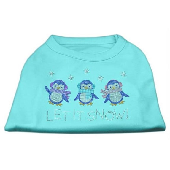 Mirage Pet Products Let It Snow Penguins Rhinestone Shirt Aqua XL - 16