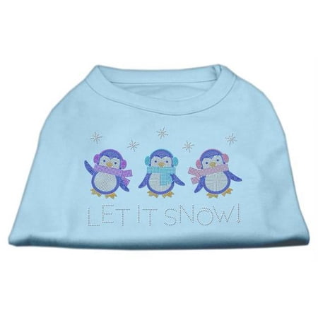Mirage Pet Products Let It Snow Penguins Rhinestone Shirt Baby Blue XXL - 18