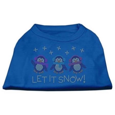 Mirage Pet Products Let It Snow Penguins Rhinestone Shirt Blue Med - 12