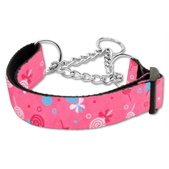 Mirage Pet Products Lollipops Nylon Ribbon Collar Martingale Large Bright Pink