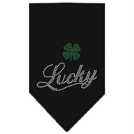Mirage Pet Products Lucky Script Rhinestone Bandana Black Small