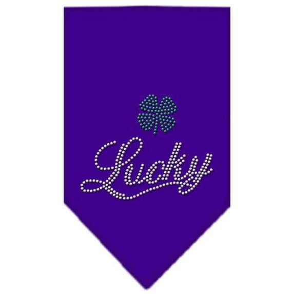 Mirage Pet Products Lucky Script Rhinestone Bandana Purple Large