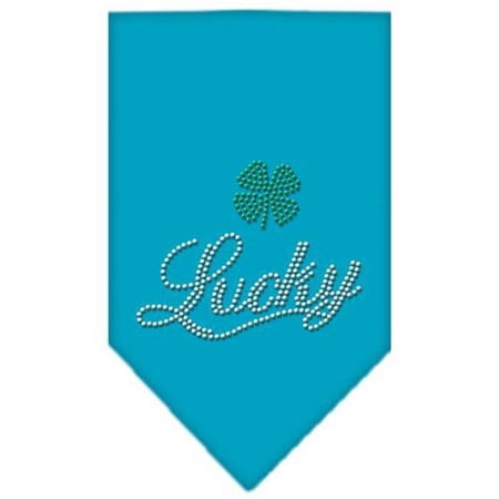 Mirage Pet Products Lucky Script Rhinestone Bandana Turquoise Large