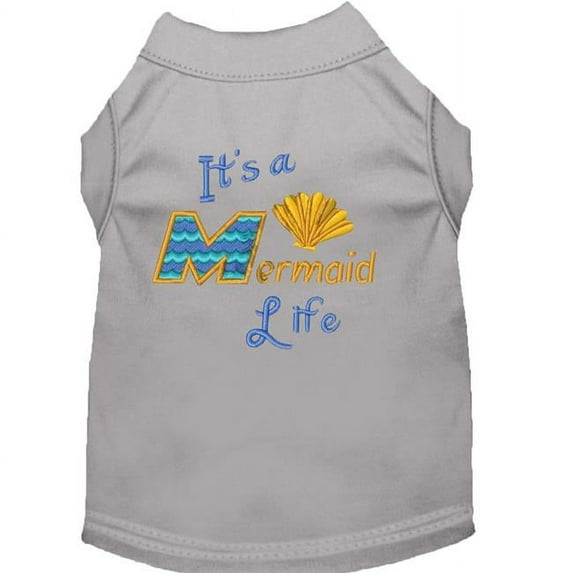 Mirage Pet Products Mermaid Life Embroidered Dog Shirt Grey Med 12