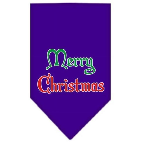 Mirage Pet Products Merry Christmas Screen Print Bandana Purple Large