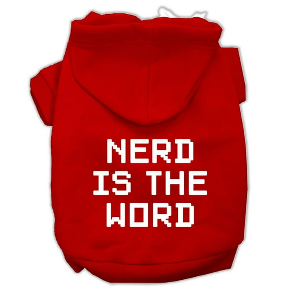Pet Dog Cat Hoodie Screen Printed, "Nerd Is The Word"