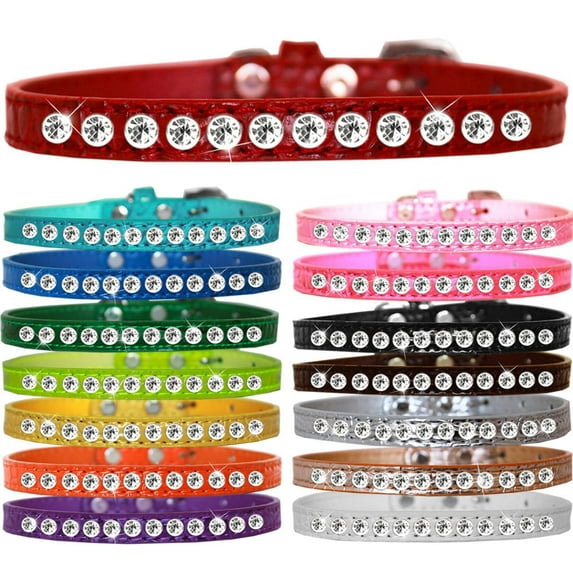 Dog, Puppy Pet Designer Croc Collar, "One Row Clear Crystal Rimsets"