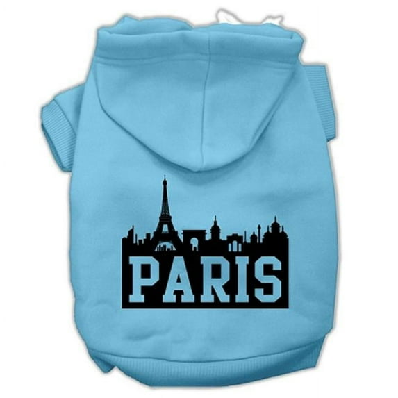 Mirage Pet Products Paris Skyline Screen Print Pet Hoodies Baby Blue Size Lg
