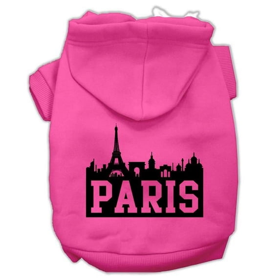 Mirage Pet Products Paris Skyline Screen Print Pet Hoodies Bright Pink Size Lg