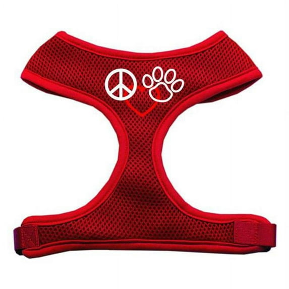 Mirage Pet Products Peace Love Paw Design Soft Mesh Harnesses Red Extra Large