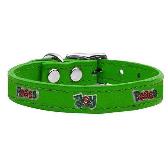 Mirage Pet Products Peace and Joy Widget Genuine Leather Dog Collar Emerald Green Size 10
