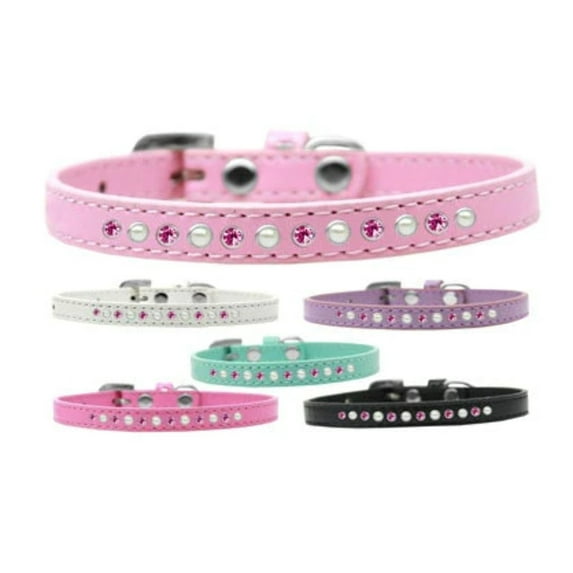 Dog, Puppy and Pet Fashion Collar, "Pearl Pink Crystals"