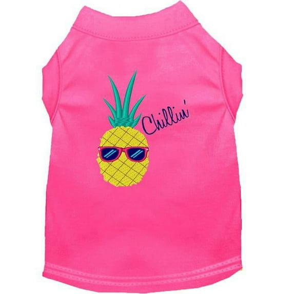 Mirage Pet Products Pineapple Chillin Embroidered Dog Shirt Bright Pink Med 12