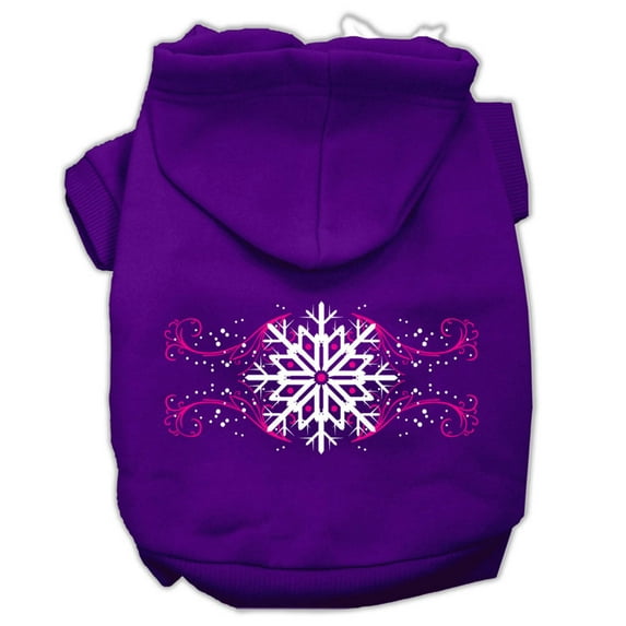 Christmas Pet Dog Cat Hoodie Screen Printed, "Pink Snowflake Swirls"