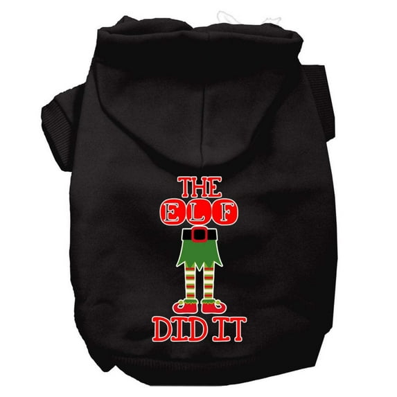 Christmas Pet Dog Cat Hoodie Screen Printed, "The Elf Did It"