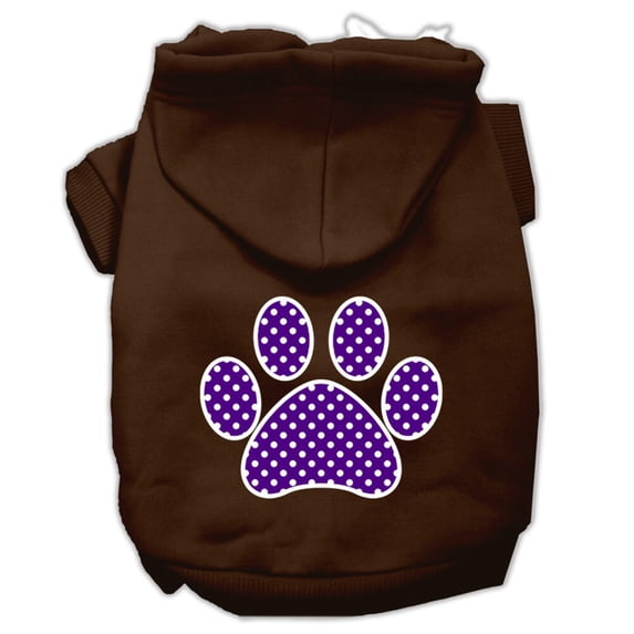 Pet, Dog  Cat Hoodie Screen Printed, "Purple Swiss Dots Paw"