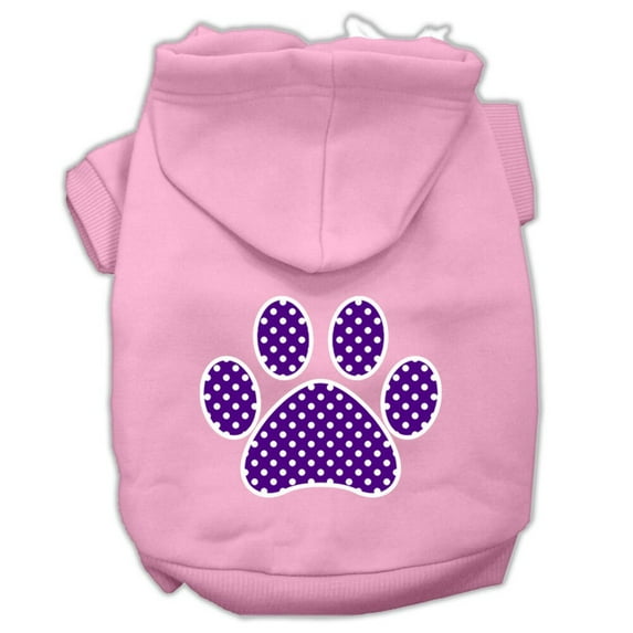 Pet, Dog Cat Hoodie Screen Printed, "Purple Swiss Dots Paw"