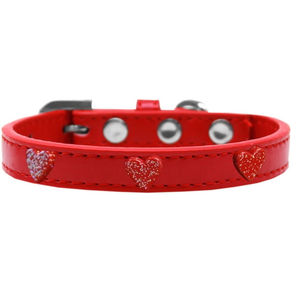 Dog, Puppy Pet Widget Fashion Collar, "Red Glitter Heart"