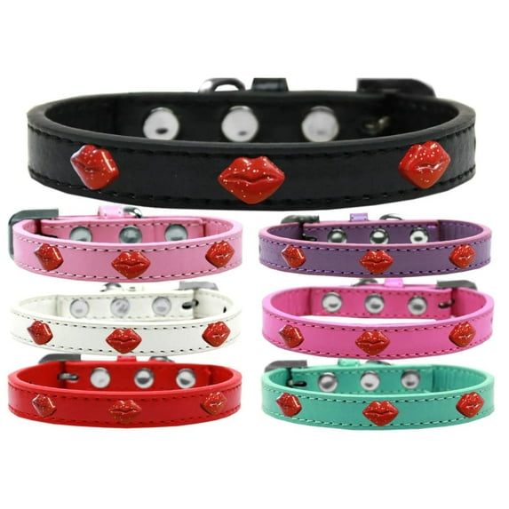 Dog, Puppy Pet Widget Fashion Collar, "Red Glitter Lips"