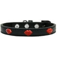 thumbnail image 1 of Dog, Puppy  Pet Widget Fashion Collar, "Red Glitter Lips", 1 of 8