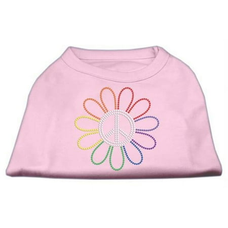 Mirage Pet Products Rhinestone Rainbow Flower Peace Sign Shirts Light Pink S - 10