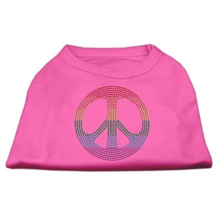 Mirage Pet Products Rhinestone Rainbow Peace Sign Shirts - Bright Pink - XL (16)