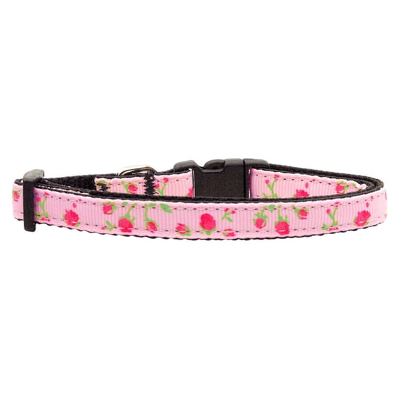 Roses Nylon Ribbon Collar Light Pink X-Small