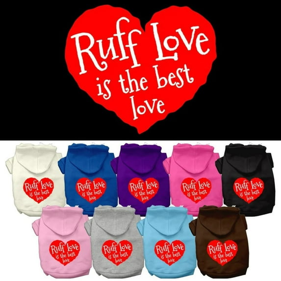 Pet Dog Cat Hoodie Screen Printed, "Ruff Love"