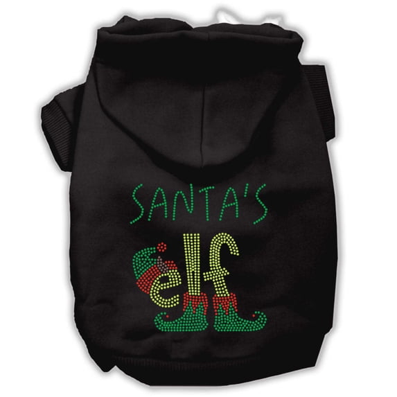 Christmas Pet, Dog Cat Hoodie Rhinestone, "Santa's Elf"