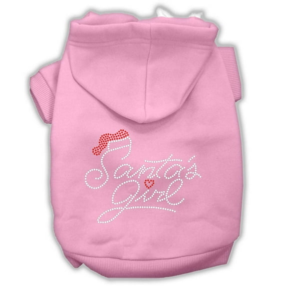 Christmas Pet, Dog Cat Hoodie Rhinestone, "Santa's Girl"