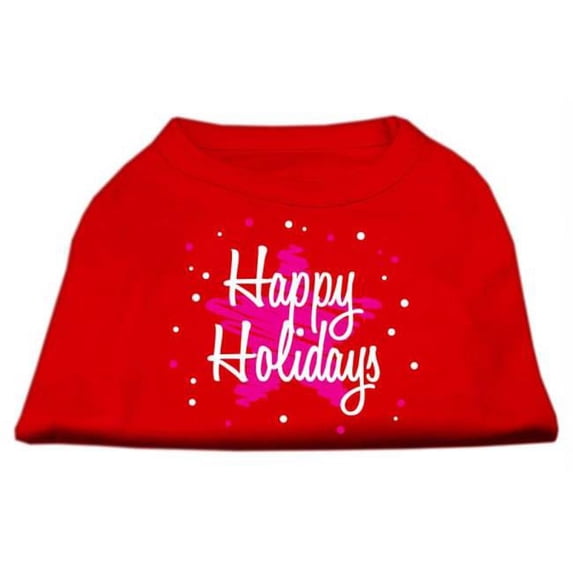 Mirage Pet Products Scribble Happy Holidays Screenprint Shirts Red L - 14