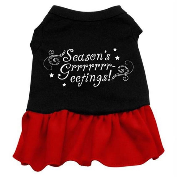 Mirage Pet Products Seasons Greetings Screen Print Dress Black with Red XXXL - 20