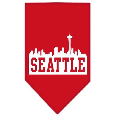 Mirage Pet Products Seattle Skyline Screen Print Bandana Red Large