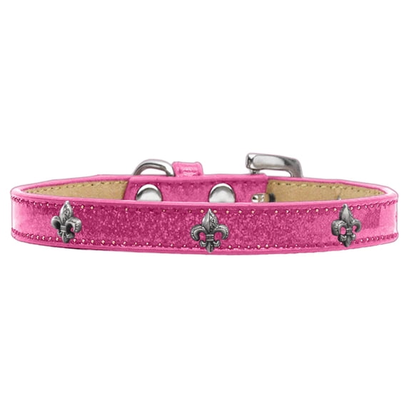 Dog, Puppy Pet Widget Ice Cream Collar, "Silver Fleur De Lis"