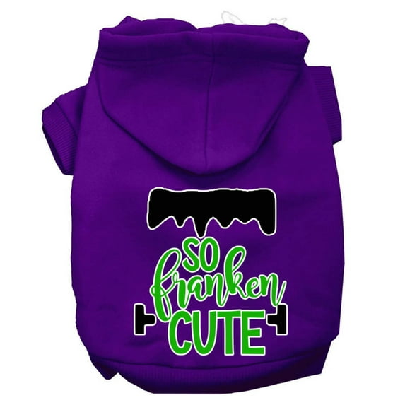 Halloween Pet, Dog Cat Hoodie Screen Printed, "So Franken Cute"