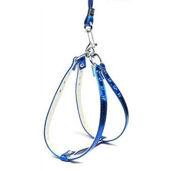 Mirage Pet Products Synthetic Rhinestone Step-in Dog Harness, Blue, S (12" to 15" Chest Size)