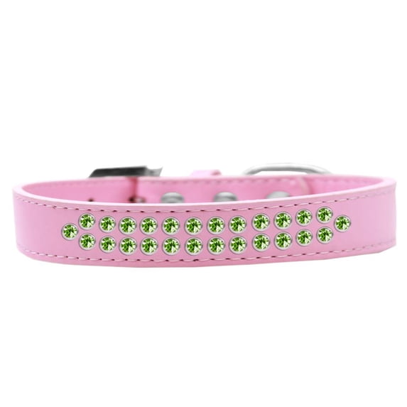 Dog, Puppy Pet Fashion Collar, "Two Row Lime Green Crystal Rimsets"